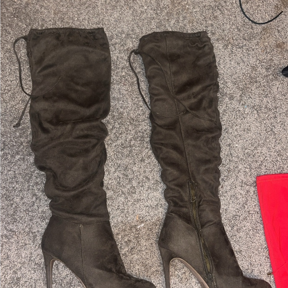 Fashion Nova Dark Brown Heeled Boots